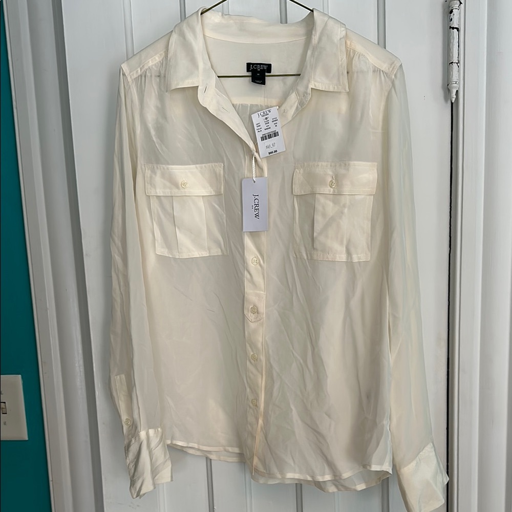 J. Crew Factory Cream Button Down Shirt Silky Texture